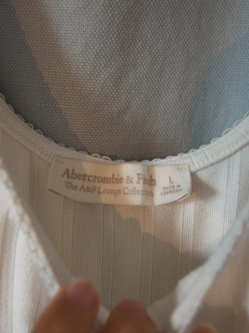 Abercrombie & Fitch Pointelle Sleep Cami in Cream, Large